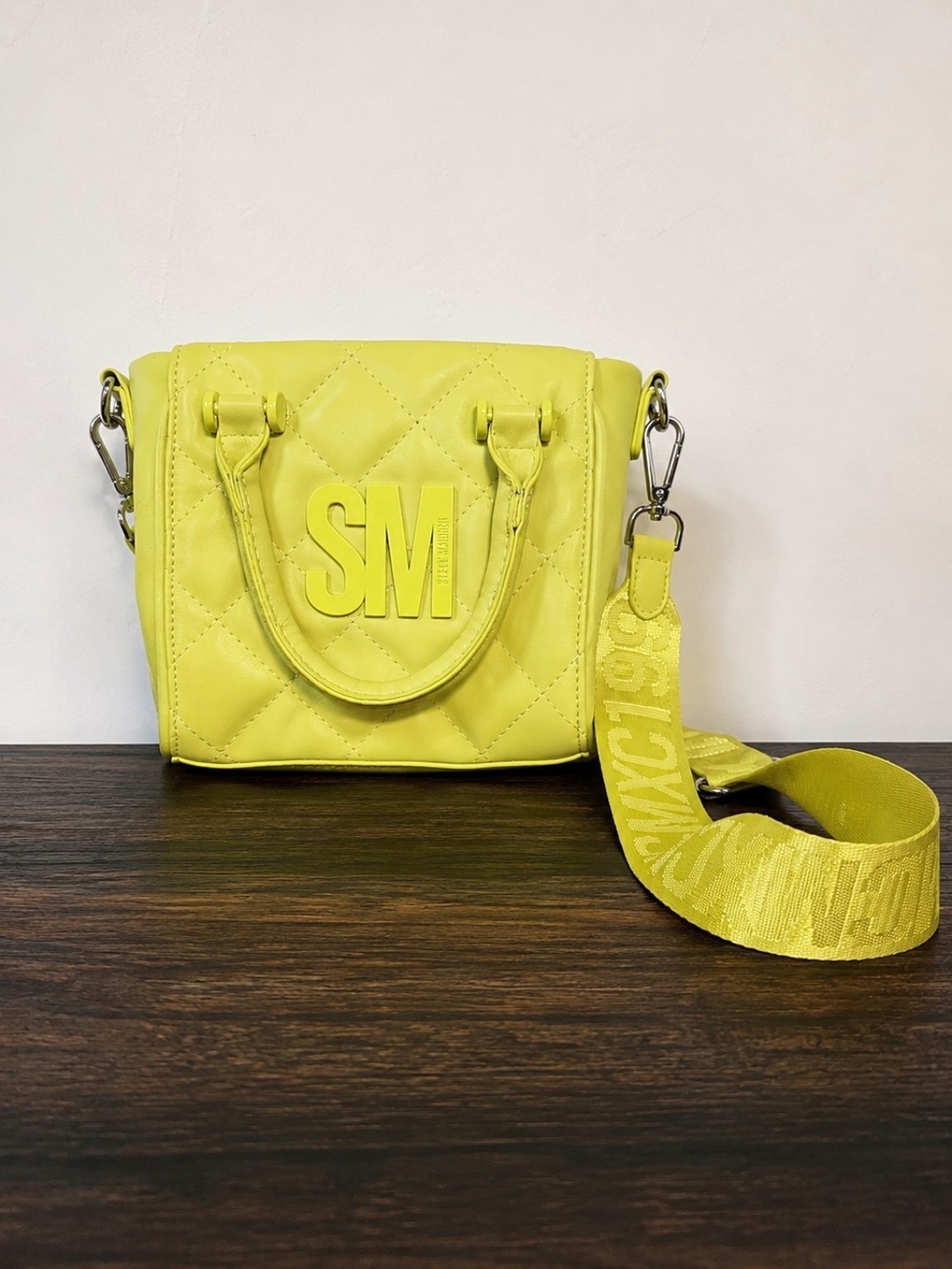 Neon Yellow Quilted Mini Crossbody Bag